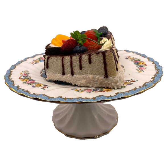 Fine Bone China Crown Staffordshire England R Cake Plate On Stand - Picture 3 of 8